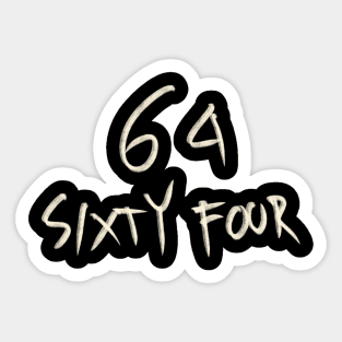 Hand Drawn Letter Number 64 sixty four Sticker